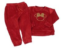 2set - Červená sametová mikina s Minnií + kalhoty George