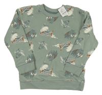 Nové - Světlekhaki mikina se zvířátky Nutmeg