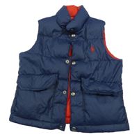 Tmavomodrá šusťáková oboustranná prošívaná péřová vesta Ralph Lauren