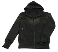 Černá propínací mikina se lvem a kapucí 