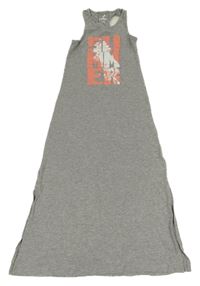 Šedé bavlněné dlouhé šaty s nápisem Pepperts