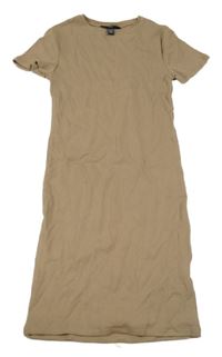 Béžové žebrované midi šaty New Look 