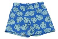 Modro-světlemodré teplákové kraťasy s lístky Y.F.K. 