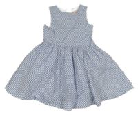 Světlemodro-bílé puntíkované plátěné šaty C&A