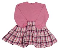 Růžovo-kostkované teplákovo/plátěné šaty George