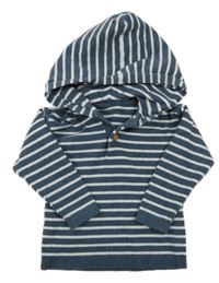 Tmavomodro-bílý pruhovaný svetr s kapucí M&S