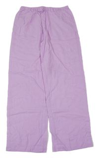 Lila lněné culottes kalhoty Yigga