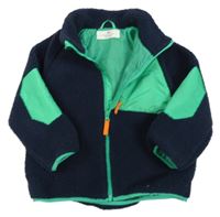 Tmavomodro-zelená huňato/šusťáková podšitá bunda H&M
