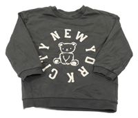 Šedá oversize mikina s medvídkem a nápisem H&M
