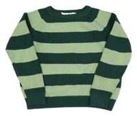 Tmavozeleno-zelený pruhovaný oversize svetr H&M