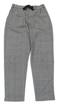 Černo-bílé kostkované lehké kalhoty H&M