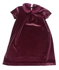 Starorůžové sametové šaty s límečkem s flitry George