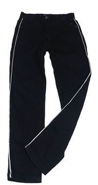 Černé skinny teplákové rifle s pruhem HIP&HOPPS