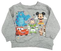 Šedá melírovaná mikina s Disney postavami Disney