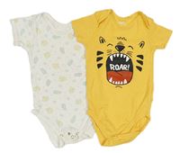 2x - Body - Bílé s medvídky Mothercare, tmavožluté s tygrem lupilu