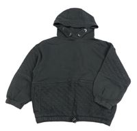 Černošedá oversize mikina s prošíváním a kapucí Next