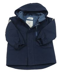 Tmavomodrá šusťáková podzimní bunda s odepínací kapucí H&M