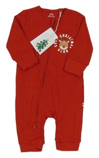 Nové - červený žebrovaný overal se sobem a nápisy Next