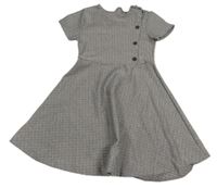Světlešedo-hnědo-černé vzorované šaty s knoflíky ZARA