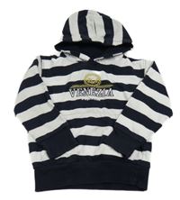 Tmavomodro-bílá pruhovaná mikina s nápisem a kapsou a kapucí Venice