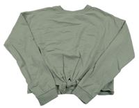 Khaki crop mikina s uzlem H&M