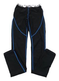 Černé thermo spodní kalhoty s nápisy 