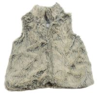 Šedo-smetanová kožešinová podšitá vesta Tu