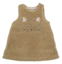Béžové huňaté šaty s kočičkou Ergee