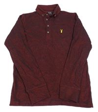 Vínovo-černé melírované mikinotriko s nášivkou a límečkem Next