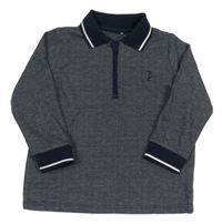 Tmavomodro-bílá vzorovaná mikina s límečkem George