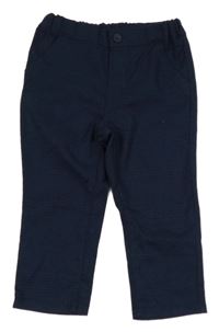 Tmavomodré kostkované vzorované slavnostní kalhoty H&M