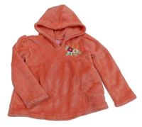 Lososová plyšová mikina s květy a kapucí freeStyle
