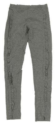 Šedé melírované legíny s volánky YIGGA