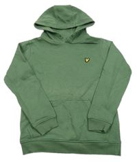 Khaki melírovaná mikina s nášivkou a kapsou a kapucí LYLE&SCOTT