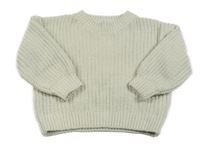 Smetanový žebrovaný žinylkový oversize svetr H&M