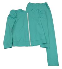 2Set - Jadeitová vzorovaná propínací mikina + crop kalhoty 