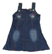 Tmavomodré lehké riflové šaty s květy TIP TOP