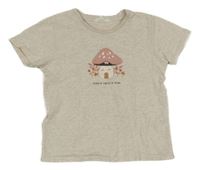 Světlebéžové melírované tričko s muchomůrkou/domečkem MANGO