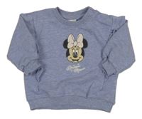 Modrofialová melírovaná mikina s Minnie a volánky Disney