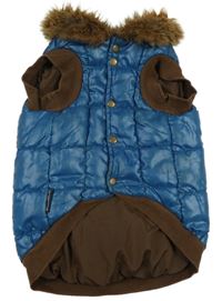 Modrý šusťákový zateplený obleček na pejska