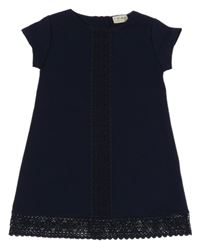 Tmavomodré žebrované šaty s krajkou Next