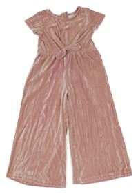 Starorůžový sametový kalhotový culottes overal PRIMARK