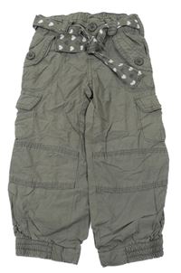 Khaki cargo cuff plátěné podšité kalhoty s páskem se srdíčky girl2girl