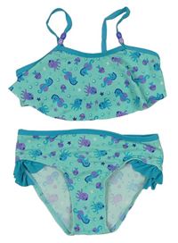 Modré dvoudílné plavky s chobotnicemi a mořskými koníky X-mail 