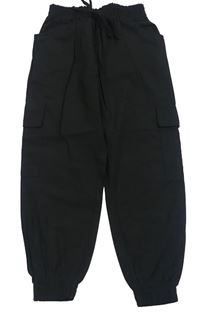 Černé lehké cargo cuff kalhoty