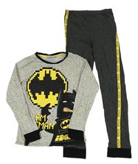 Šedo-tmavošedé pyžamo s Lego Batmanem Tu