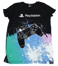 Černo-modro-zelené tričko s ovladačem - PlayStation