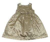 Béžové saténové slavnostní šaty s mašlí Mothercare
