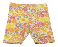 Smetanovo-oranžovo-žluté květované elastické kraťasy Primark
