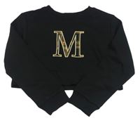 Černá crop mikina s písmenem